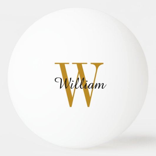Goldmonogramm und Name Personalisiert Tischtennisball (Vorderseite)