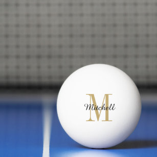 Goldmonogramm und Name Personalisiert Tischtennisball