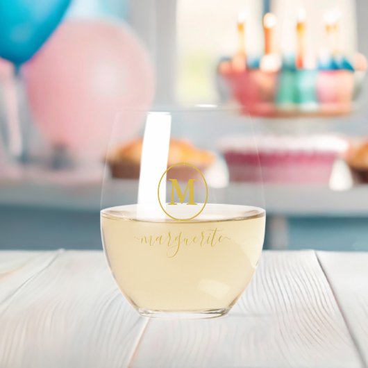 Goldmonogramm Weinglas Ohne Stiel (Insitu (Baby Party))