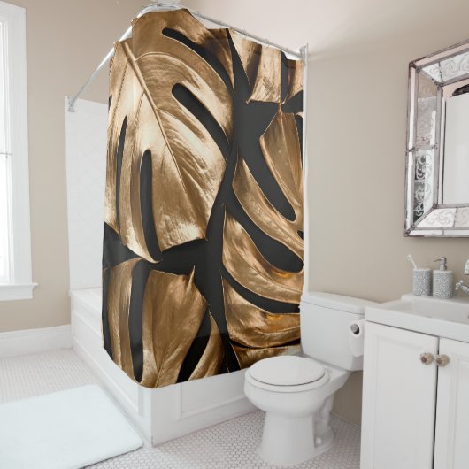 Goldmonstera-Blätter Duschvorhang (Beispiel)