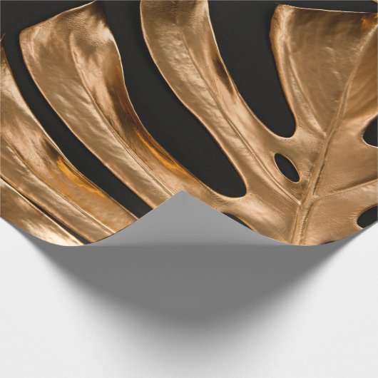 Goldmonstera-Blätter Geschenkpapier (Ecke)
