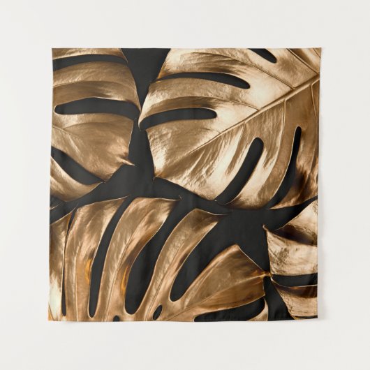 Goldmonstera-Blätter Wandteppich (Vorderseite (Horizontal))