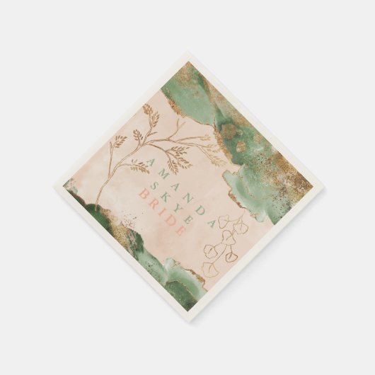 Goldmoos Eukalyptus Moderner Abstrakt Serviette (Ecke)