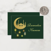 Goldmoschee auf dem Mond Eid Mubarak Card Mitteilungskarte (Vorderseite/Rückseite Beispiel)