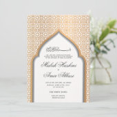Goldmoschee & geometrische islamische Hochzeit Einladung (Stehend Vorderseite)