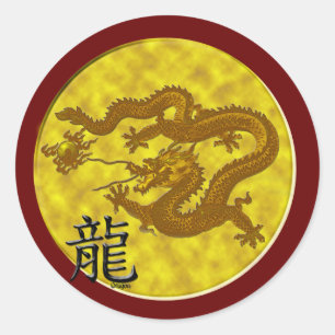 Goldmünzdrache Runder Aufkleber