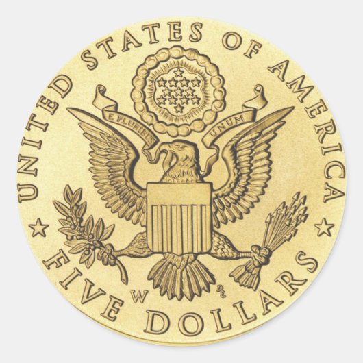 Goldmünze Runder Aufkleber (Vorderseite)
