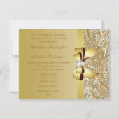 Goldmünzen, Bow & Diamond-Hochzeitseinladung Einladung (Rückseite)