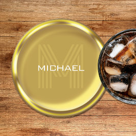 Goldmünzname Monogram Runder Pappuntersetzer