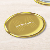 Goldmünzname Monogram Runder Pappuntersetzer (Angewinkelt)