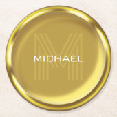 Goldmünzname Monogram Runder Pappuntersetzer (Vorderseite)