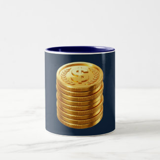 Goldmünzstapel | Navy- und Gold-Tasse Zweifarbige Tasse