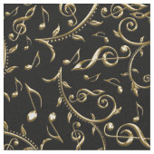 GoldMusiknoten auf Schwarzem oder irgendeinem Stoff (Nahaufnahme)