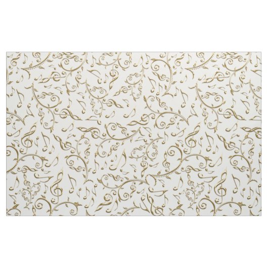 GoldMusiknoten auf Weiß oder irgendeinem Stoff (Fat Quarter (45,7 x 55,9 cm))