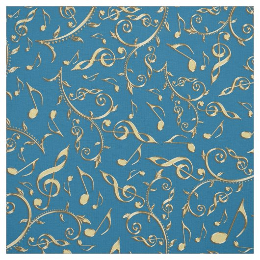 GoldMusiknoten-Blumengewebe Customiable Farbew Stoff (Muster)