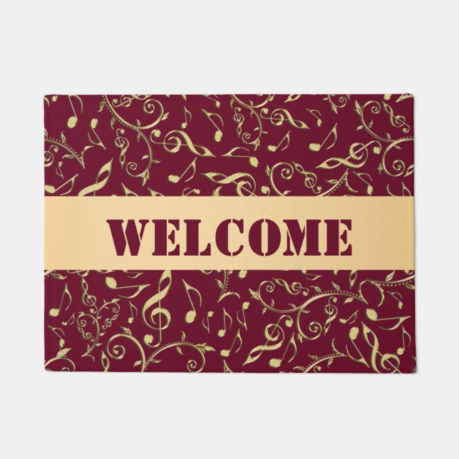 GoldMusiknoten mit kundengerechter Farbtür-Matte Fußmatte (Vorderseite)