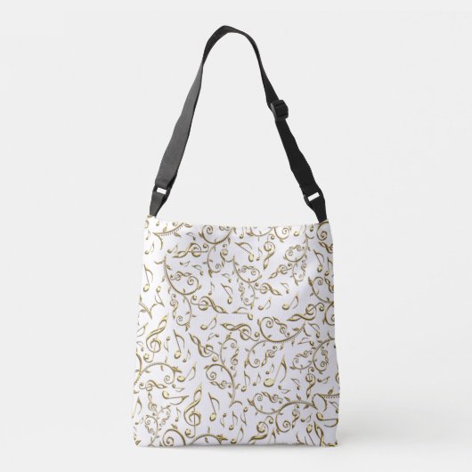 GoldMusiknoten und -Clefs auf irgendeiner Tragetaschen Mit Langen Trägern (Rückseite)