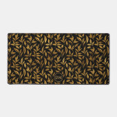 Goldmuster-Muster auf Schwarz-Monogramm-Blätter Schreibtischunterlage (Vorderseite)