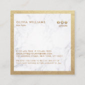 Goldmuster-Schere Marmor-HairStylist-Rabatt Quadratische Visitenkarte (Rückseite)