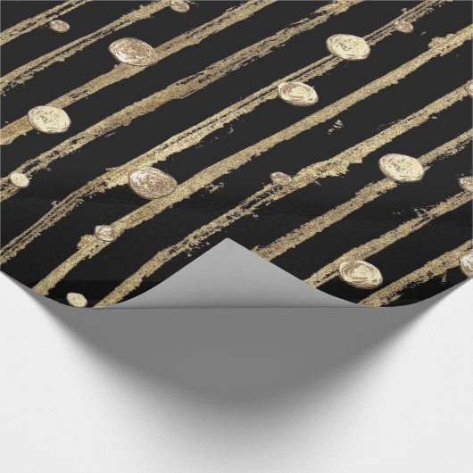 Goldmuster Schwarzes Weihnachtswrapping Papier Geschenkpapier (Ecke)