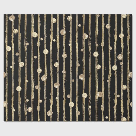 Goldmuster Schwarzes Weihnachtswrapping Papier Geschenkpapier (Flach)