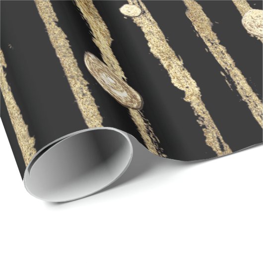 Goldmuster Schwarzes Weihnachtswrapping Papier Geschenkpapier (Rolleneckpunkt)