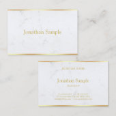 Goldname aus weißem Marmor Moderne elegante Vorlag Visitenkarte (Vorne/Hinten)