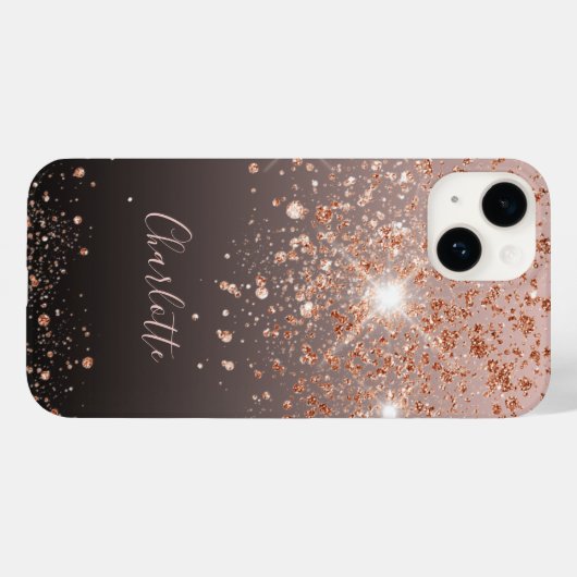 Goldname der schwarzen Rose Glitzer Case-Mate iPhone Hülle (Rückseite (Horizontal))