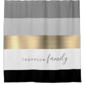 Goldname mit dem benutzerdefinierten schwarzen Str Duschvorhang (Vorderseite)