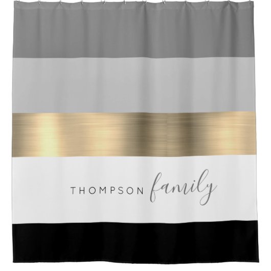 Goldname mit dem benutzerdefinierten schwarzen Str Duschvorhang (Vorderseite)