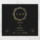 Goldname Monogram Black Wine Label Schaumweinetikett (Einzelnes Label)