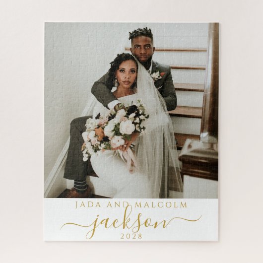 Goldname-Monogramm für das Hochzeitsstift Foto Puzzle (Vertikal)