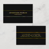 Goldname Text Moderne elegante Schwarze Vorlage Visitenkarte (Vorne/Hinten)