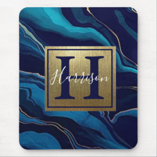 Goldname und Monogram für die blaue Gate Mousepad