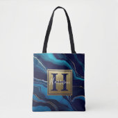 Goldname und Monogram für die blaue Gate Tasche (Vorderseite)