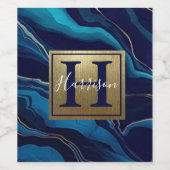 Goldname und Monogram für die blaue Gate Weinetikett (Einzelnes Label)