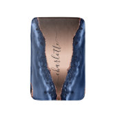 Goldnamensskript der Rose Blauer Marmor Badematte (Vorderseite Vertikal)