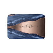 Goldnamensskript der Rose Blauer Marmor Badematte (Vorderseite)