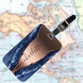 Goldnamensskript der Rose Blauer Marmor Gepäckanhänger