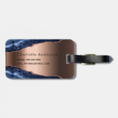 Goldnamensskript der Rose Blauer Marmor Gepäckanhänger (Rückseite horizontal)