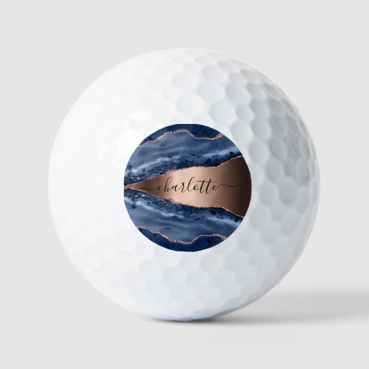 Goldnamensskript der Rose Blauer Marmor Golfball (Vorderseite)