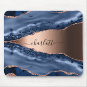 Goldnamensskript der Rose Blauer Marmor Mousepad (Vorne)