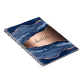 Goldnamensskript der Rose Blauer Marmor Notizblock (Rechte Seite)