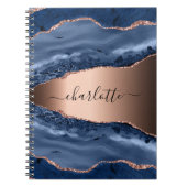 Goldnamensskript der Rose Blauer Marmor Notizblock (Vorderseite)