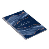 Goldnamensskript der Rose Blauer Marmor Notizblock (Rechte Seite)