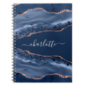 Goldnamensskript der Rose Blauer Marmor Notizblock (Vorderseite)