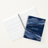 Goldnamensskript der Rose Blauer Marmor Notizblock (Innenseite)