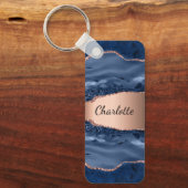 Goldnamensskript der Rose Blauer Marmor Schlüsselanhänger (Vorderseite)