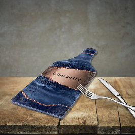 Goldnamensskript der Rose Blauer Marmor Schneidebrett