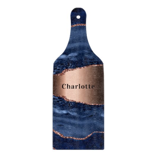 Goldnamensskript der Rose Blauer Marmor Schneidebrett (Vorderseite)